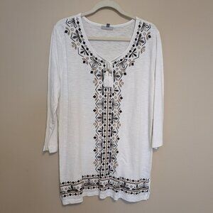 JM Collection white cotton tunic XL EUC